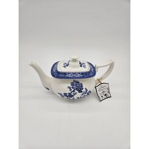 London Pottery TEAPOT Blue Delft Style Ceramic With Tag